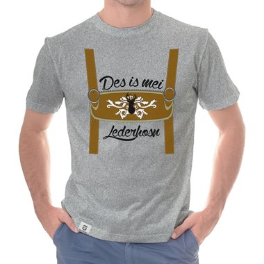 Herren Oktoberfest T-Shirts - Des is mei Lederhosn! - Mnner Shirt mit Rundhals- und V-Ausschnitt Rundhals dunkelblau-weiss S