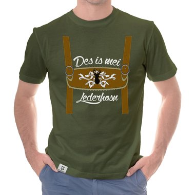 Herren Oktoberfest T-Shirts - Des is mei Lederhosn! - Mnner Shirt mit Rundhals- und V-Ausschnitt Rundhals dunkelblau-weiss S