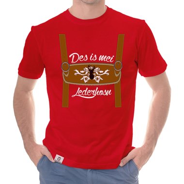 Herren Oktoberfest T-Shirts - Des is mei Lederhosn! - Mnner Shirt mit Rundhals- und V-Ausschnitt Rundhals dunkelblau-weiss S