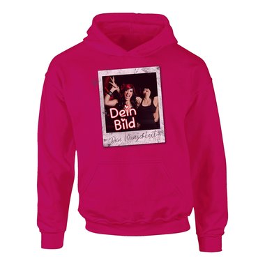 Designe deinen Hoodie - Herren, Damen & Kinder - Dein Bild in coolen Rahmen - Geschenk fr Familien, Freunde und Prchen Damen fuchsia-Polaroid XS