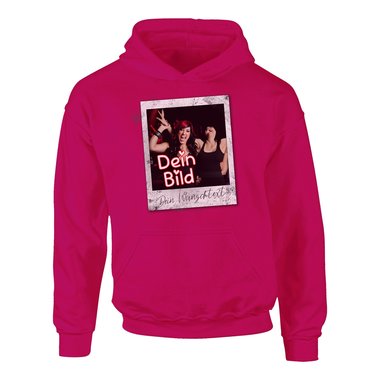 Designe deinen Hoodie - Herren, Damen & Kinder - Dein Bild in coolen Rahmen - Geschenk fr Familien, Freunde und Prchen Kinder schwarz-Wanted 134-146