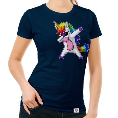 Damen und Kinder T-Shirts und Tops - Dabbing Einhorn - Whlbare Shirt-Farben und viele Gren von XS - XXL V-Neck - dunkelgrau XS