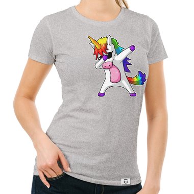 Damen und Kinder T-Shirts und Tops - Dabbing Einhorn - Whlbare Shirt-Farben und viele Gren von XS - XXL V-Neck - dunkelgrau XS