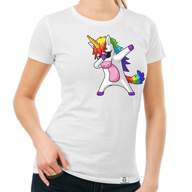 Damen und Kinder T-Shirts und Tops - Dabbing Einhorn - Whlbare Shirt-Farben und viele Gren von XS - XXL V-Neck - dunkelgrau XS