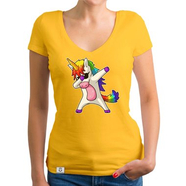 Damen und Kinder T-Shirts und Tops - Dabbing Einhorn - Whlbare Shirt-Farben und viele Gren von XS - XXL V-Neck - dunkelgrau XS