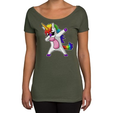 Damen und Kinder T-Shirts und Tops - Dabbing Einhorn - Whlbare Shirt-Farben und viele Gren von XS - XXL V-Neck - dunkelgrau XS