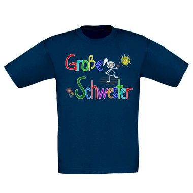 Kinder T-Shirt und Hoodie Kollektion - Groe & Kleine Schwester - Partnerlook fr Geschwister Pullover und Shirt dunkelblau-Hoodie-groe-Schwester 80-92