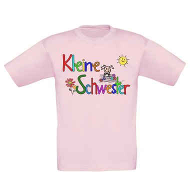 Kinder T-Shirt und Hoodie Kollektion - Groe & Kleine Schwester - Partnerlook fr Geschwister Pullover und Shirt weiss-T-Shirt-kleine-Schwester 152-164