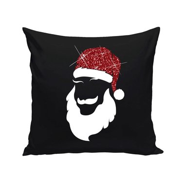 Weihnachts-Kissen Kollektion - Glitzer Motive im Christmas-Look weiss-schwarzglitzer-Cool-Santa