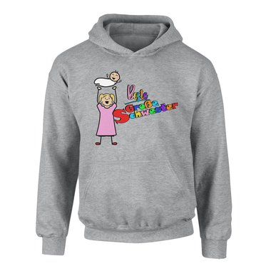 Kinder T-Shirt und Hoodie Kollektion - Beste Groe Schwester - Outfit fr stolze Geschwister Pullover und Shirt dunkelblau-Hoodie-fuchsia 80-92