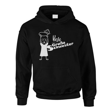 Kinder T-Shirt und Hoodie Kollektion - Beste Groe Schwester - Outfit fr stolze Geschwister Pullover und Shirt dunkelblau-Hoodie-fuchsia 80-92