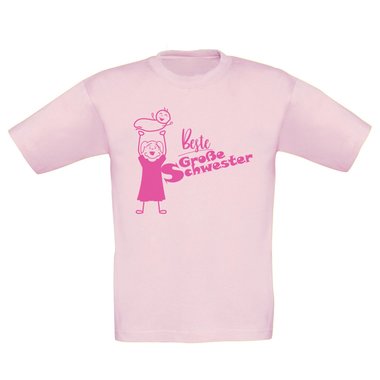 Kinder T-Shirt und Hoodie Kollektion - Beste Groe Schwester - Outfit fr stolze Geschwister Pullover und Shirt weiss-T-Shirt-fuchsia 152-164