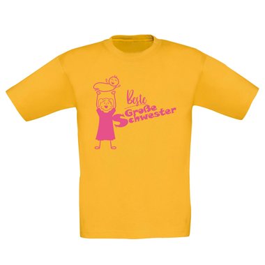 Kinder T-Shirt und Hoodie Kollektion - Beste Groe Schwester - Outfit fr stolze Geschwister Pullover und Shirt weiss-T-Shirt-fuchsia 152-164