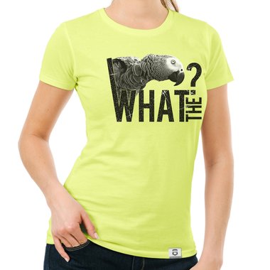 Damen T-Shirt - What the...? - Fun/Statement Motiv mit Glitzeraufdruck