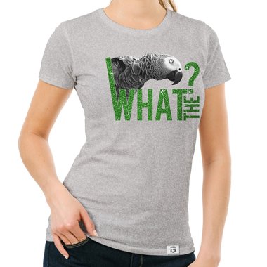 Damen T-Shirt - What the...? - Fun/Statement Motiv mit Glitzeraufdruck