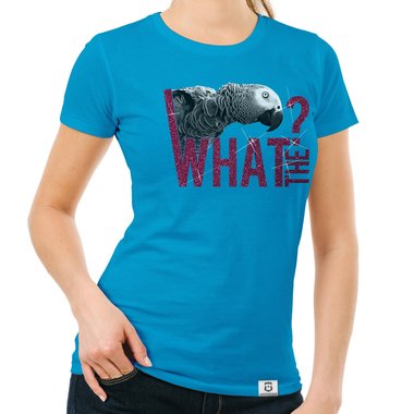 Damen T-Shirt - What the...? - Fun/Statement Motiv mit Glitzeraufdruck