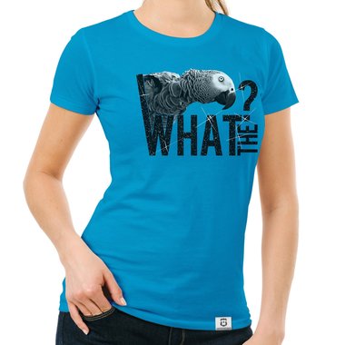 Damen T-Shirt - What the...? - Fun/Statement Motiv mit Glitzeraufdruck