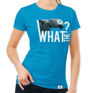 Damen T-Shirt - What the...? - Fun/Statement Motiv mit Glitzeraufdruck