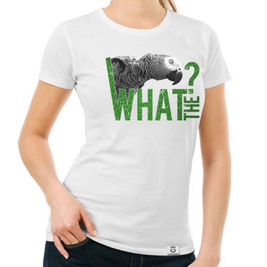 Damen T-Shirt - What the...? - Fun/Statement Motiv mit Glitzeraufdruck