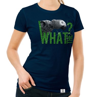 Damen T-Shirt - What the...? - Fun/Statement Motiv mit Glitzeraufdruck