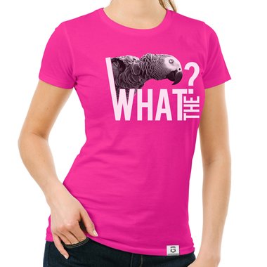 Damen T-Shirt - What the...? - Fun/Statement Motiv mit Glitzeraufdruck