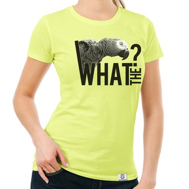 Damen T-Shirt - What the...? - Fun/Statement Motiv mit Glitzeraufdruck