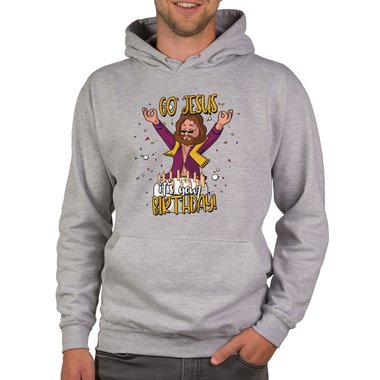 Herren Hoodie & T-Shirt - Go Jesus, it`s your Birthday - Weihnachts-Fun-Design dunkelgrau-Hoodie XS