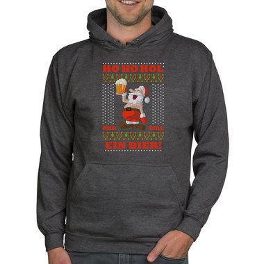 Herren Hoodie & T-Shirt - Ho Ho Hol mir mal ein Bier - Weihnachts-Fun-Design dunkelgrau-Hoodie XS