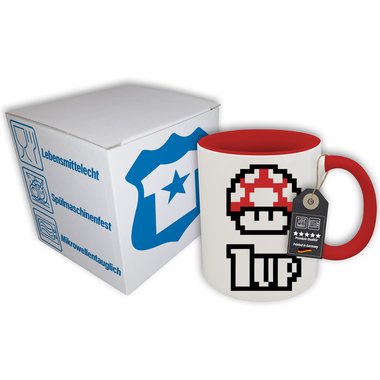 Kaffeebecher - Tasse - Super Pilz - Toad 1 UP - Gaming Motiv