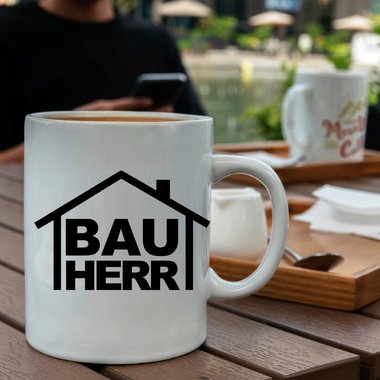 Kaffeebecher - Tasse - Bauherrin & Bauherr - Viele verschiedene Farben Bauherr weiss-blanko