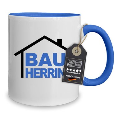 Kaffeebecher - Tasse - Bauherrin & Bauherr - Viele verschiedene Farben Bauherrin weiss-blau