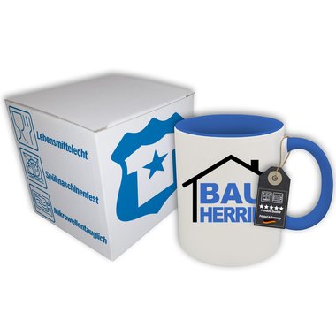 Kaffeebecher - Tasse - Bauherrin & Bauherr - Viele verschiedene Farben Bauherrin weiss-blau