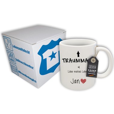 Personalisierter Kaffeebecher - Tasse - Traumfrau / Traummann - Mit Namen - Verschiedenen Farben Traummann weiss-blanko-Mann