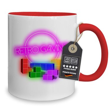 Kaffeebecher - Tasse - Super Pilz - Toad 1 UP - Gaming Motiv weiss-rot-Retro