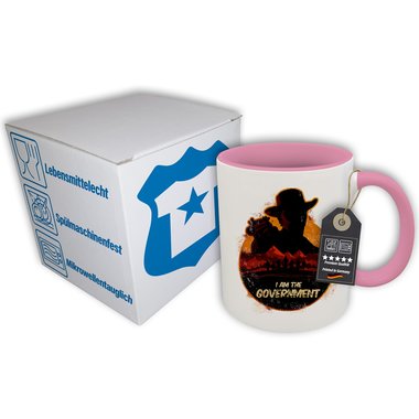 Kaffeebecher - Tasse - Gaming & Film Motive - Kollektion mit verschiedenen Farben Wild West Cowboy weiss-rosa