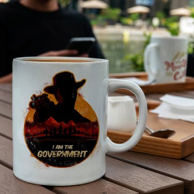 Kaffeebecher - Tasse - Gaming & Film Motive - Kollektion mit verschiedenen Farben Wild West Cowboy weiss-rosa