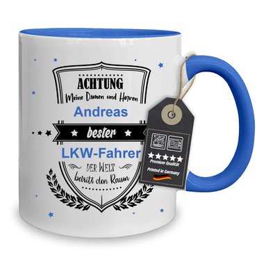 Personalisierter Kaffeebecher - Tasse - Achtung meine Damen und Herren - Wunschname & Wunschberuf