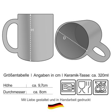 Personalisierter Kaffeebecher - Tasse - Achtung meine Damen und Herren - Wunschname & Wunschberuf Damen weiss-blanko