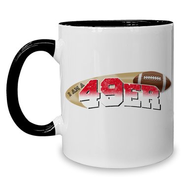 Kaffeebecher - Tasse - American Football Mannschaften - Football Fan Becher I-am-a-49er weiss-schwarz