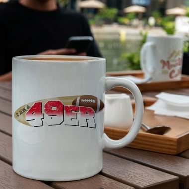 Kaffeebecher - Tasse - American Football Mannschaften - Football Fan Becher I-am-a-49er weiss-schwarz