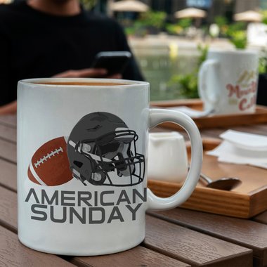 Kaffeebecher Kollektion - Tasse - American Football Kollektion - mit verschiedenen Farben und Motiven American Sunday weiss-blanko