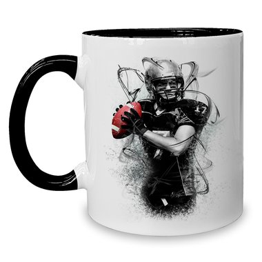 Kaffeebecher Kollektion - Tasse - American Football Kollektion - mit verschiedenen Farben und Motiven Football Player weiss-schwarz