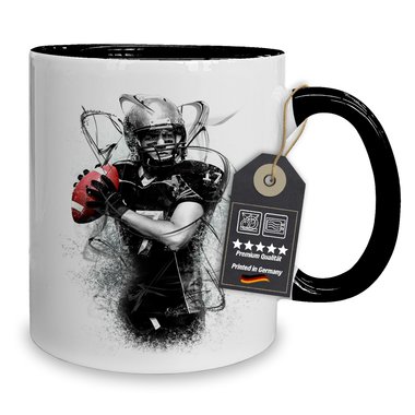 Kaffeebecher Kollektion - Tasse - American Football Kollektion - mit verschiedenen Farben und Motiven Football Player weiss-schwarz