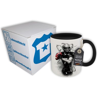 Kaffeebecher Kollektion - Tasse - American Football Kollektion - mit verschiedenen Farben und Motiven Football Player weiss-schwarz