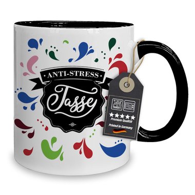 Kaffeebecher - Tasse - Anti Stress Tasse - Das perfekte Geschenk zum Relaxen weiss-schwarz