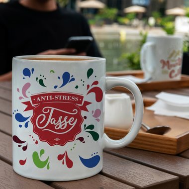 Kaffeebecher - Tasse - Anti Stress Tasse - Das perfekte Geschenk zum Relaxen weiss-schwarz