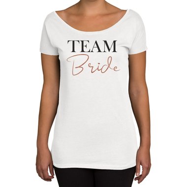 Damen JGA T-Shirt U-Boot-Ausschnitt - Bride & Team Bride - in vielen verschiedenen Farben