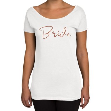 Damen JGA T-Shirt U-Boot-Ausschnitt - Bride & Team Bride - in vielen verschiedenen Farben Bride-kupfer XS