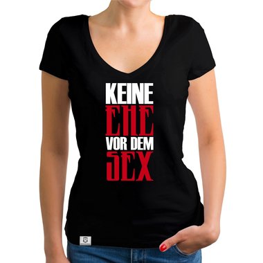 Damen T-Shirts - Keine Ehe vor dem Sex - Rundhals & V-Ausschnitt dunkelblau-Rundhals S