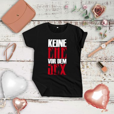 Damen T-Shirts - Keine Ehe vor dem Sex - Rundhals & V-Ausschnitt dunkelblau-Rundhals S